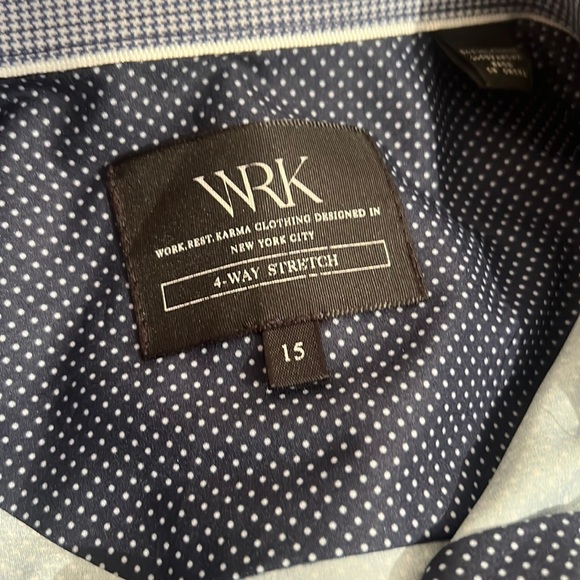 W.R.K Clothing Medalion 4 Way Stretch Button Down, size 15/Medium - Picture 6 of 11